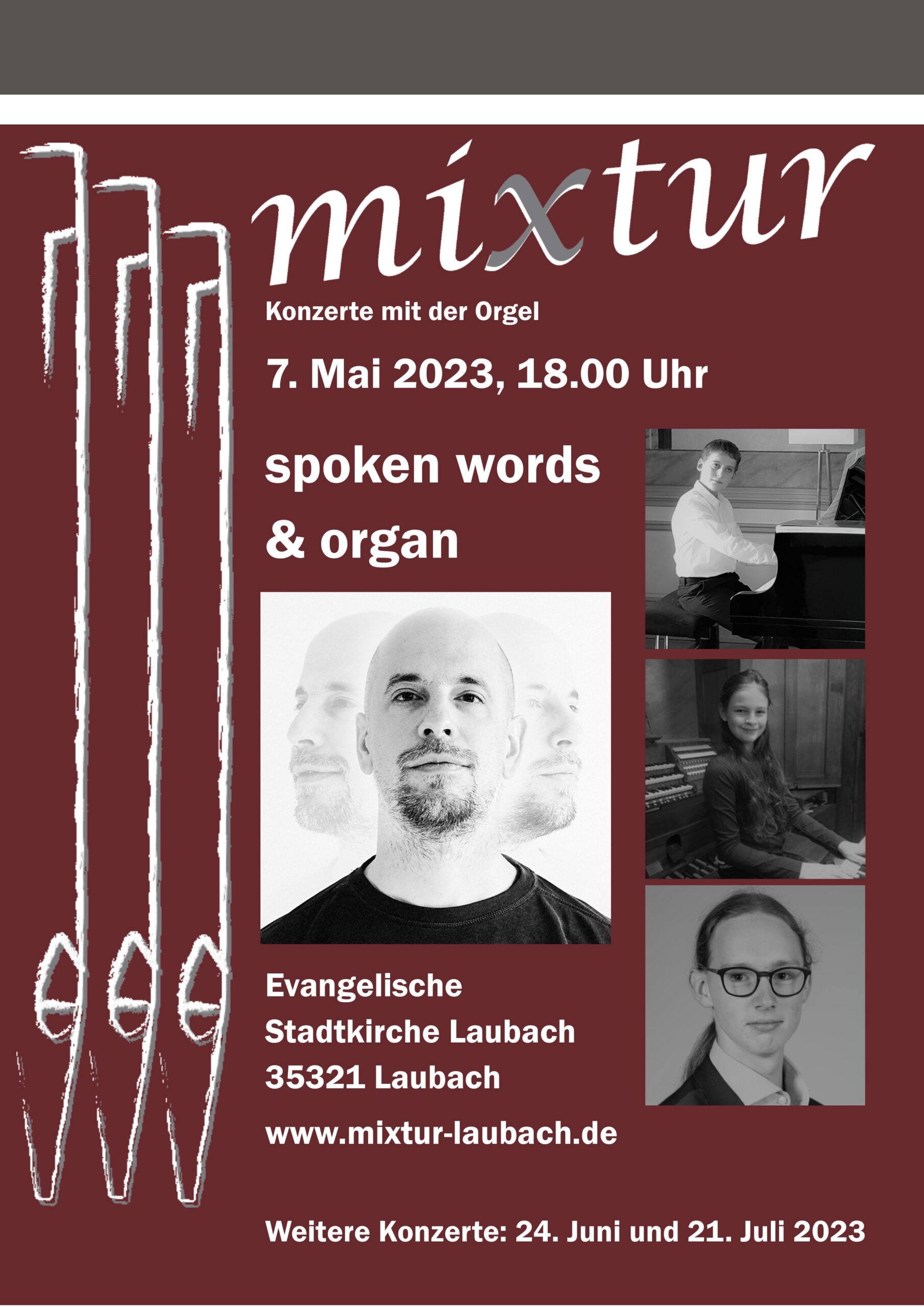 "mixtur" Konzerte mit der Orgel "spoken words & organ"
