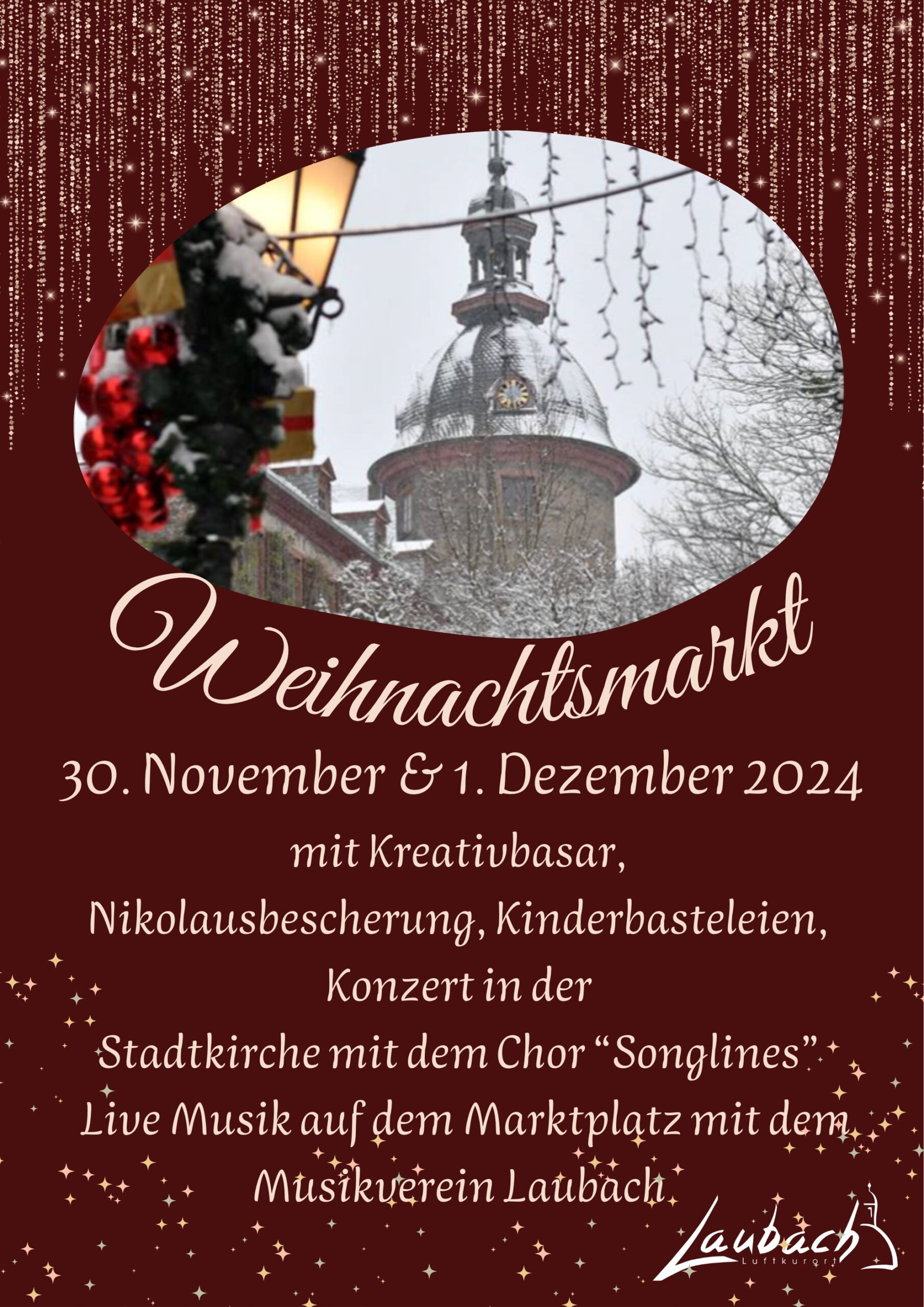 Weihnachtsmarkt Laubach auf dem Marktplatz und Kirchplatz