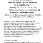 Vortrag und Diskussion "Gibt es Wege zur Versöhnung in Nahostkrieg"