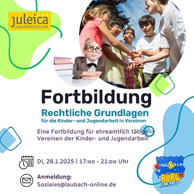 Fortbildung: rechtliche Grundlagen für die Kinder- und Jugendarbeit in Vereinen