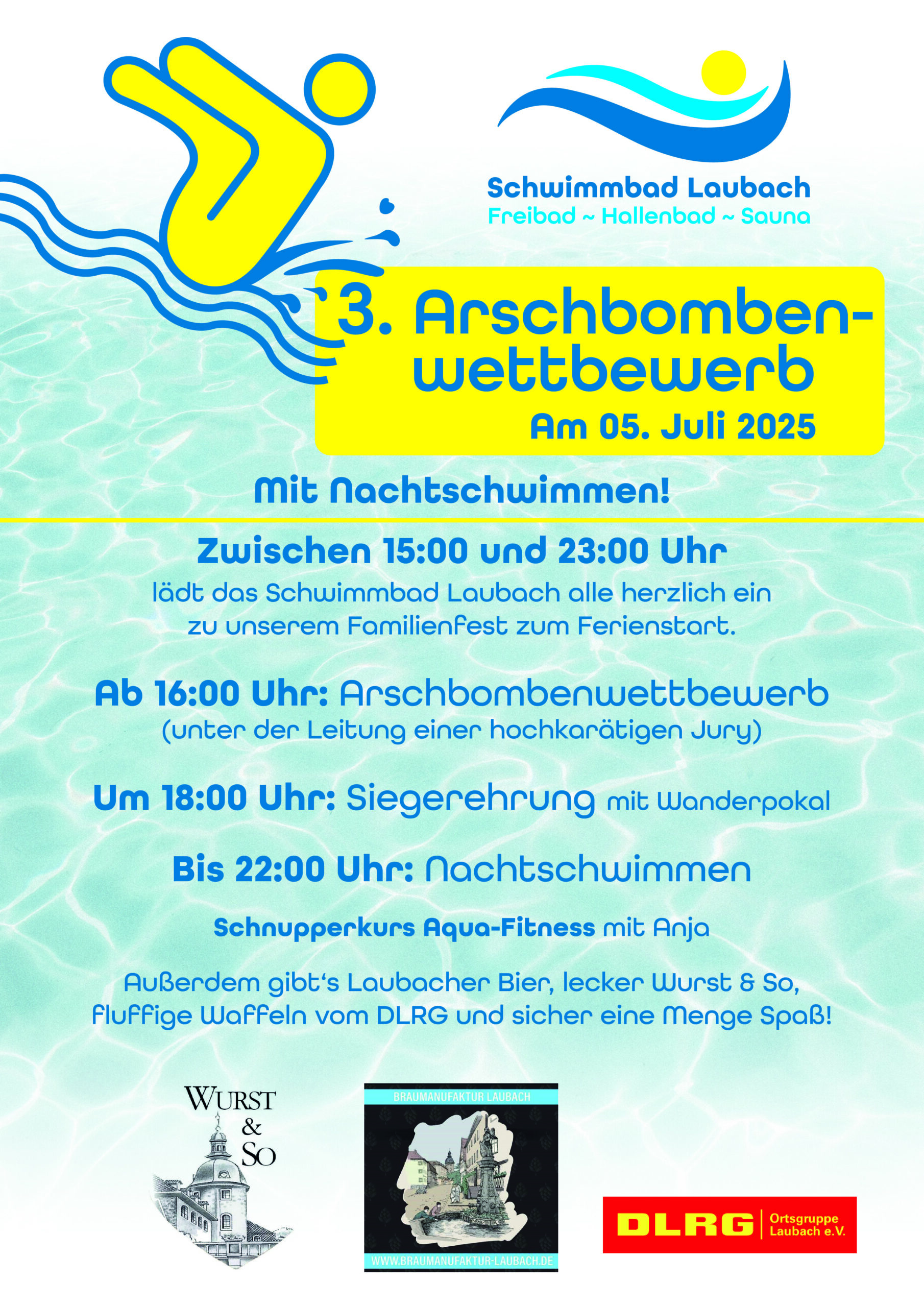 Schwimmbadfest mit Arschbombenwettkampf